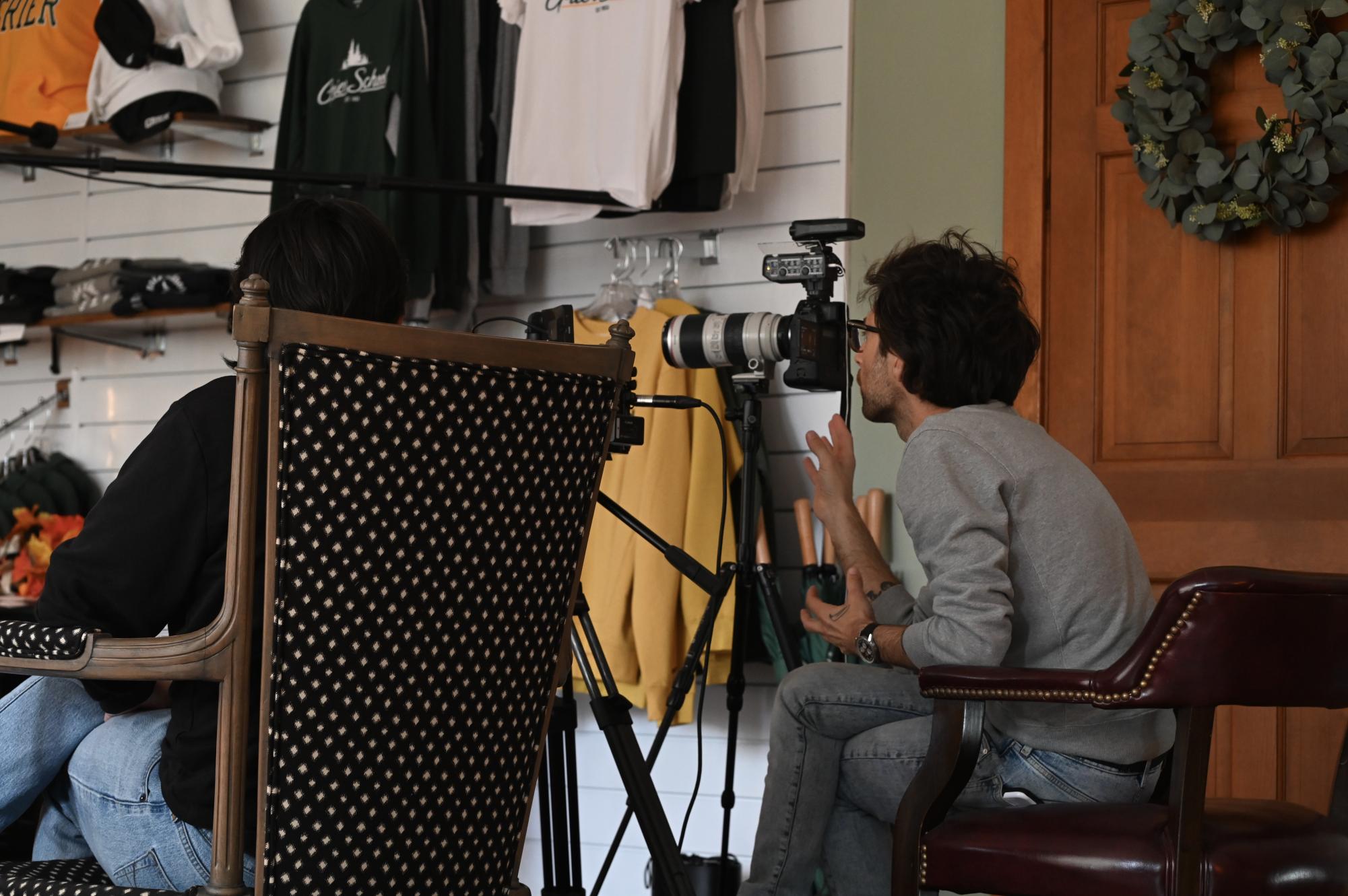 The World's Greatest camera crew filming inside of the bookstore!